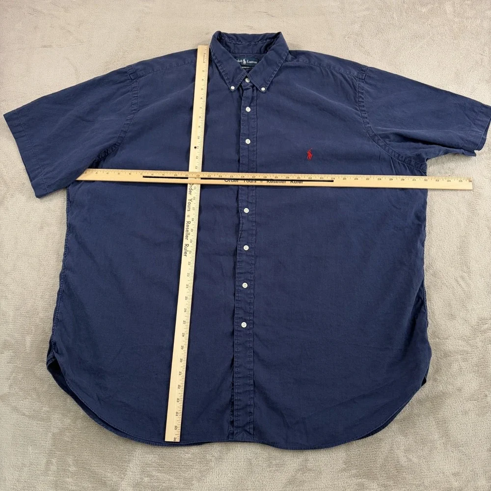 Polo Ralph Lauren Classic Fit Oxford Shirt in Navy Linen Blend Men 3XLT Tall